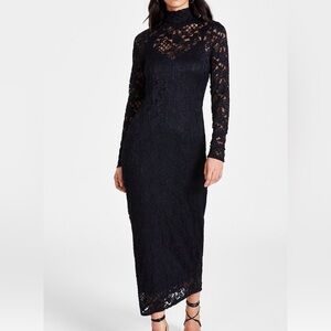 Bar III Black Long Sleeve Lace Dress